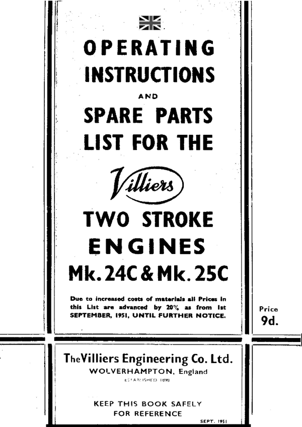 Product picture Villiers 24c and 25c Operation - Maintenance - Parts Manual